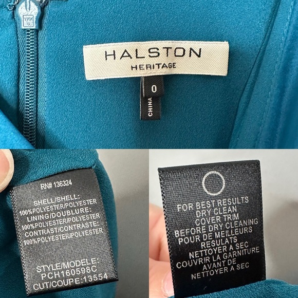 HALSTON Heritage Teal Twirl Satin Gown Dress - Picture 8 of 10